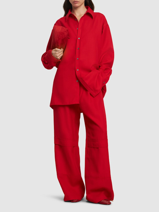 AMI Paris: Fluid wool canvas oversized shirt - women_1 | Luisa Via Roma
