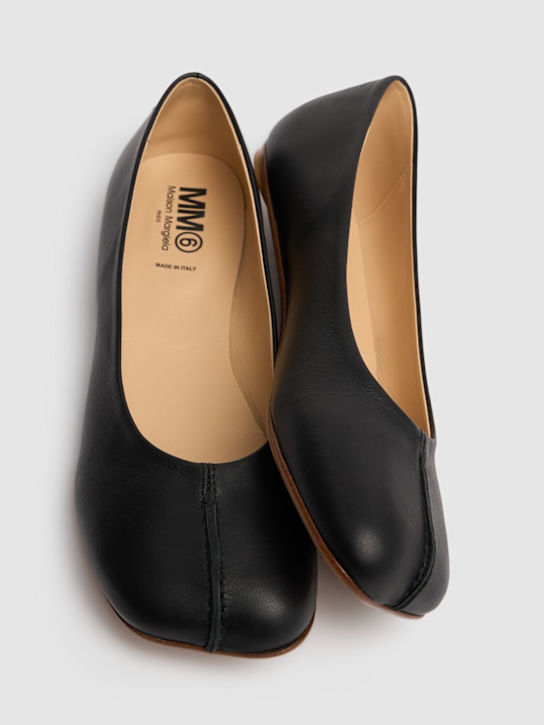 MM6 Maison Margiela: Leather ballerinas - Black - kids-girls_1 | Luisa Via Roma