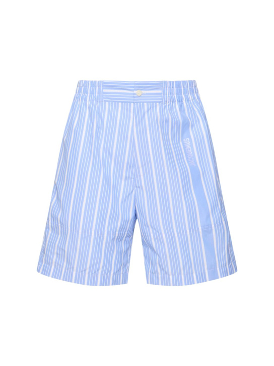 Jacquemus: Le short Aloe cotton shorts - Blue - men_0 | Luisa Via Roma