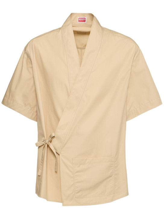 Kenzo Paris: Cotton short sleeve kimono shirt - men_0 | Luisa Via Roma