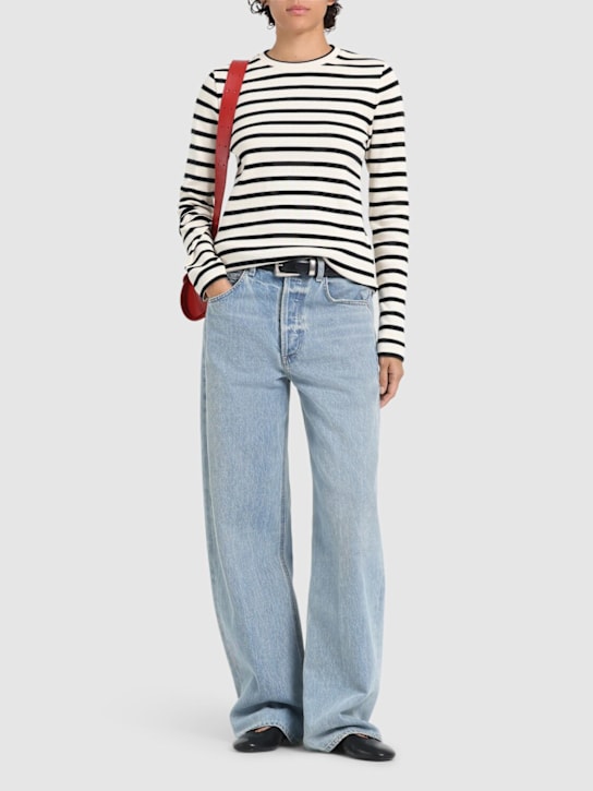 Jil Sander: Striped ribbed cotton t-shirt - women_1 | Luisa Via Roma