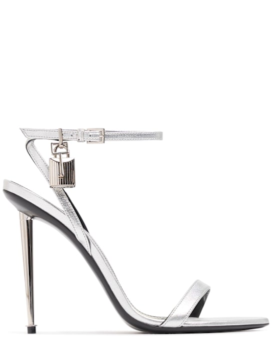 Tom Ford: 105mm Padlock metallic leather sandals - women_0 | Luisa Via Roma