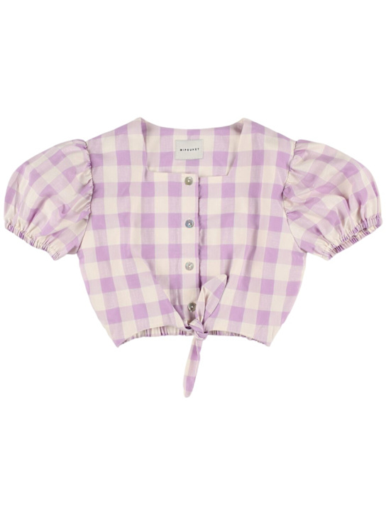 Mipounet: コットンブレンド ギンガムシアサッカーシャツ - kids-girls_0 | Luisa Via Roma