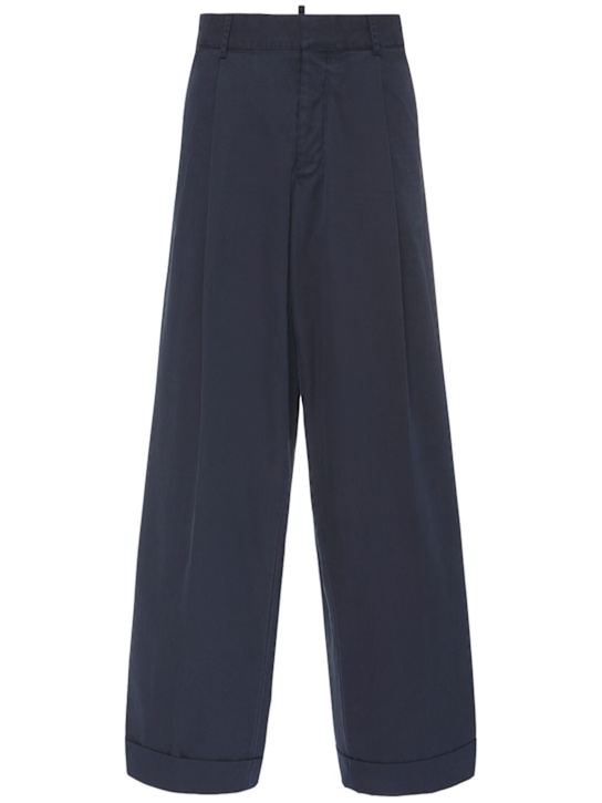 Dsquared2: Pantalones de sarga de algodón - Azul Marino - women_0 | Luisa Via Roma