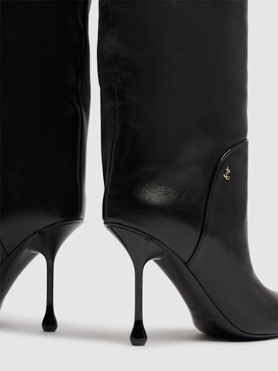 Jimmy Choo: 95mm Cycas KB leather knee high boots - Black - women_3 | Luisa Via Roma