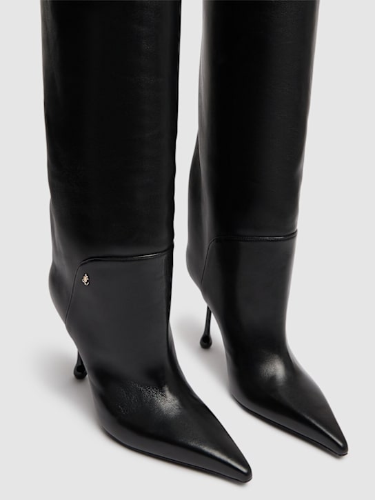 Jimmy Choo: 95mm Cycas KB leather knee high boots - Black - women_2 | Luisa Via Roma