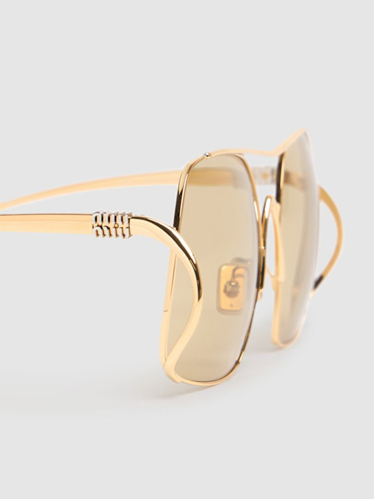 Miu Miu: Squared metal sunglasses - women_3 | Luisa Via Roma