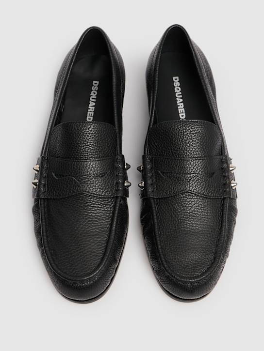 Dsquared2: Leather loafers with studs - Black - men_2 | Luisa Via Roma