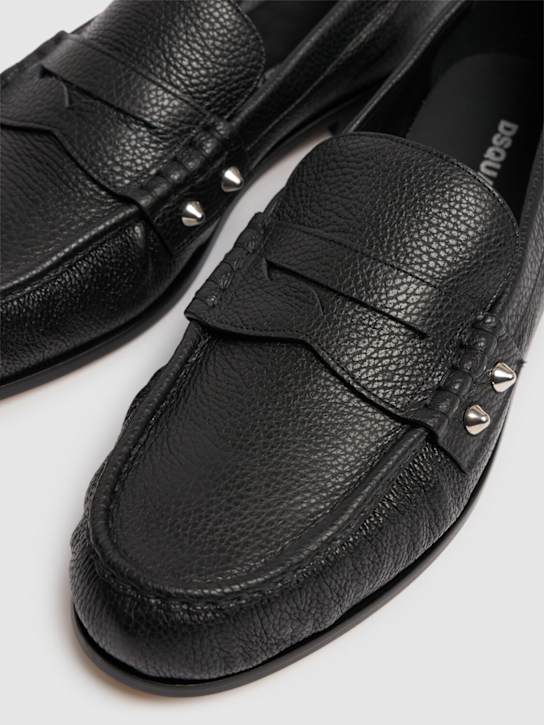Dsquared2: Leather loafers with studs - Black - men_3 | Luisa Via Roma