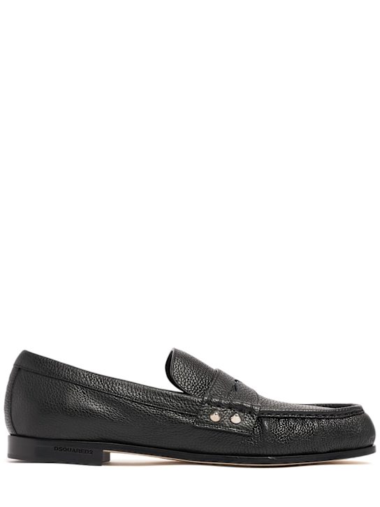 Dsquared2: Leather loafers with studs - Black - men_0 | Luisa Via Roma