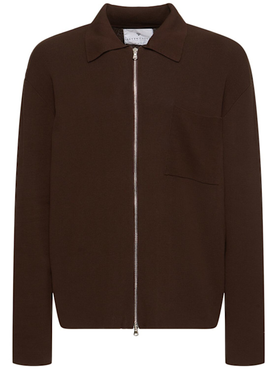 Seven Gauge: Giacca in crepe con zip - Marrone - men_0 | Luisa Via Roma