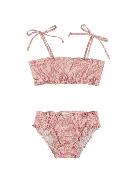 Babe & Tess: Bikini in popeline di misto cotone stampato - Rosa - kids-girls_0 | Luisa Via Roma