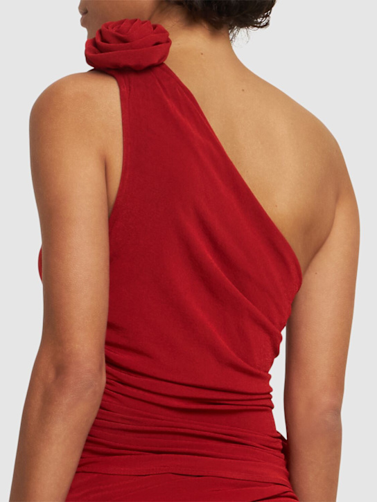 Magda Butrym: Draped viscose blend one-shoulder top - Red - women_2 | Luisa Via Roma