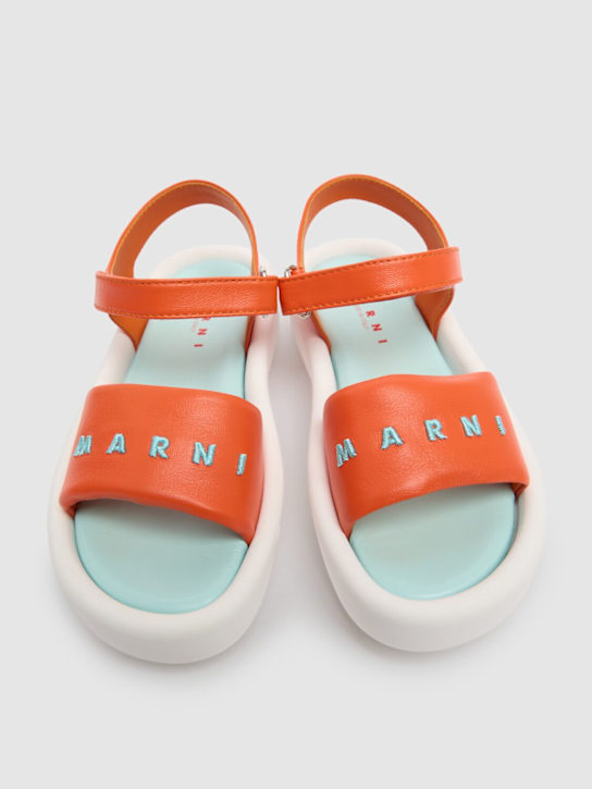 Marni Junior: Sandali in similpelle con logo - Arancione - kids-girls_1 | Luisa Via Roma