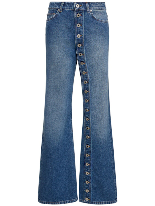 Jean Paul Gaultier: Jeans ampi in denim con bottoni - Blu - women_0 | Luisa Via Roma