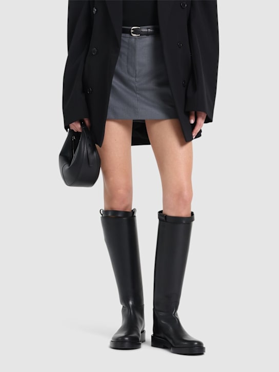 Ann Demeulemeester: 30mm Stan leather tall boots - Black - women_1 | Luisa Via Roma