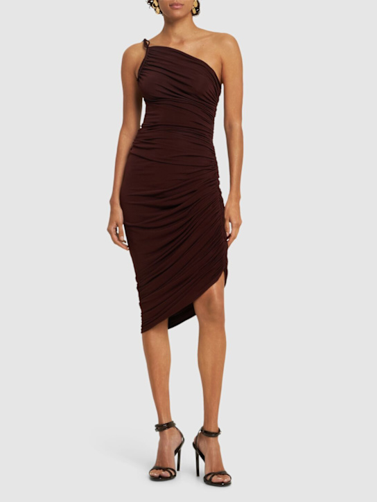 Draped jersey one shoulder midi dress - Thumbnail 2