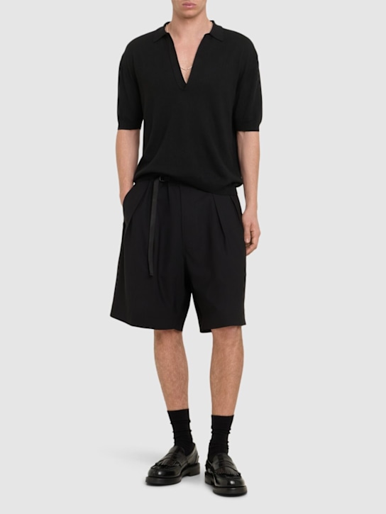 Seven Gauge: Tropical wool blend shorts - Black - men_1 | Luisa Via Roma