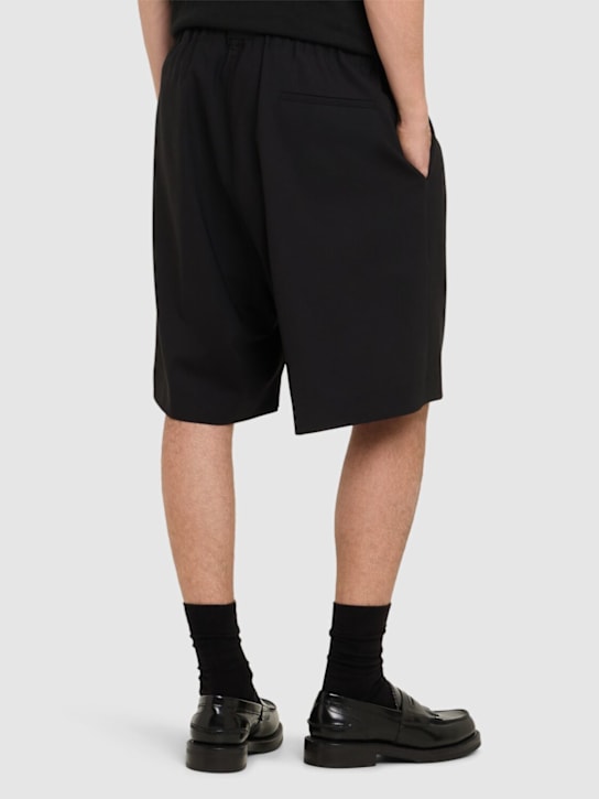 Seven Gauge: Tropical wool blend shorts - Black - men_2 | Luisa Via Roma