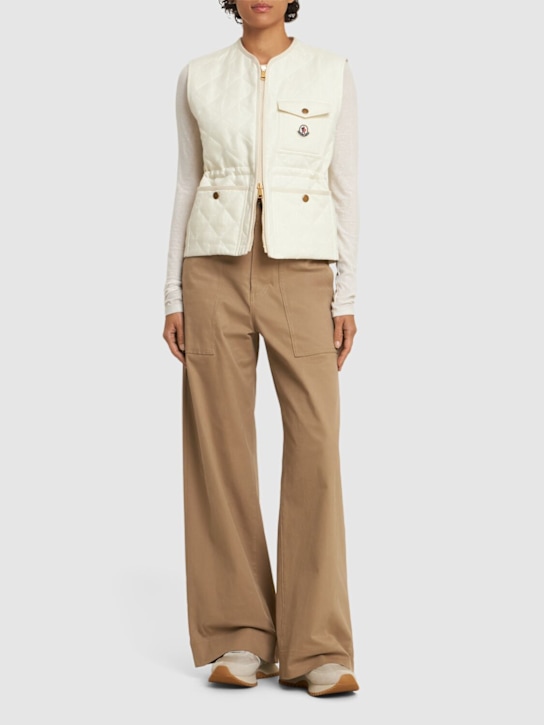 Moncler: Vigny diamond quilted linen vest - women_1 | Luisa Via Roma
