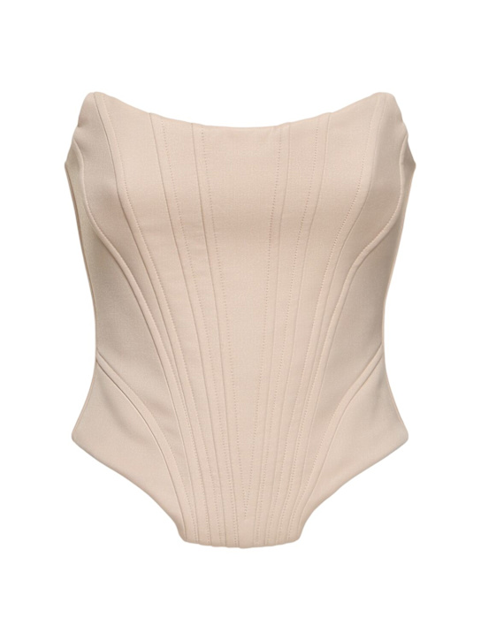 Giuseppe Di Morabito: Wool strapless bustier top - Beige - women_0 | Luisa Via Roma