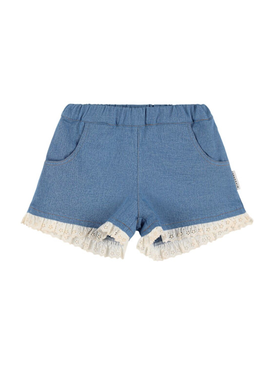 Mipounet: コットンブレンドシャンブレーショートパンツ - kids-girls_0 | Luisa Via Roma