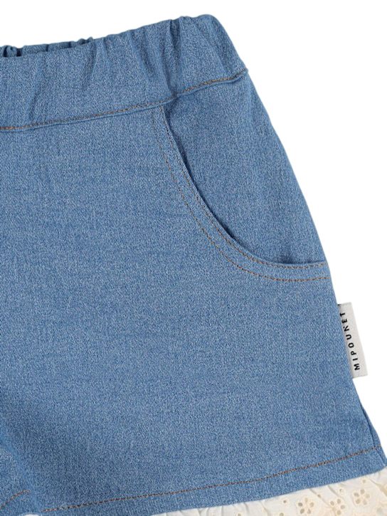 Mipounet: コットンブレンドシャンブレーショートパンツ - kids-girls_1 | Luisa Via Roma