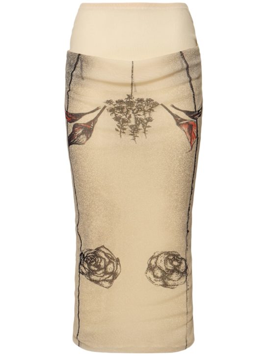 Mesh printed double layer midi skirt - Thumbnail 1