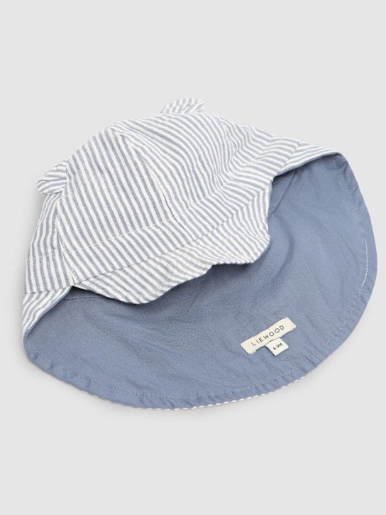 Liewood: Organic cotton sun hat w/ears - Beyaz/Mavi - kids-boys_1 | Luisa Via Roma