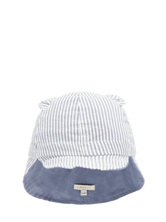 Liewood: Organic cotton sun hat w/ears - Beyaz/Mavi - kids-boys_0 | Luisa Via Roma