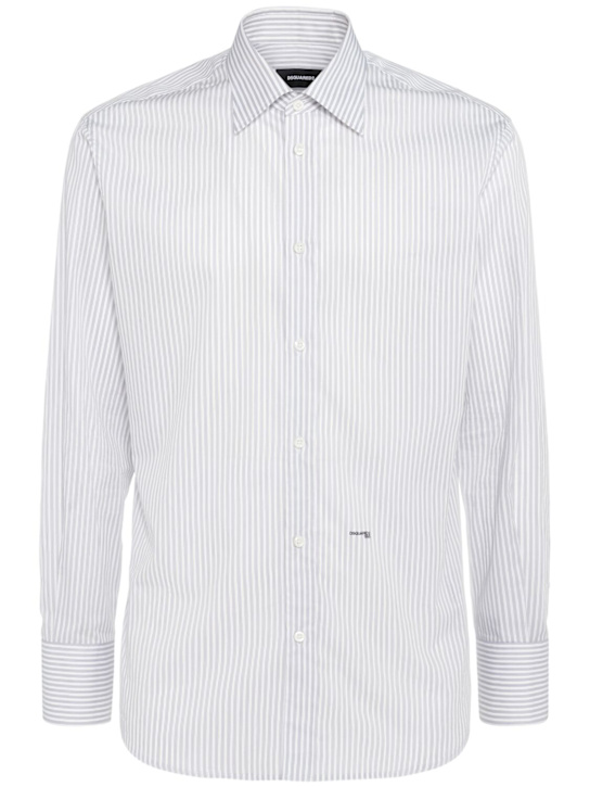 Dsquared2: Hemd mit Spreizkragen „Relax Dan“ - Weiß/Hellgrau - men_0 | Luisa Via Roma