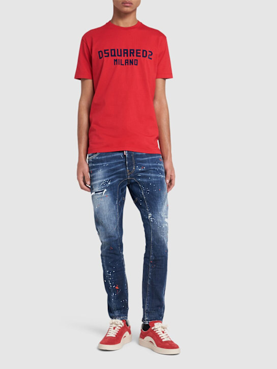 Dsquared2: Cool Fit logo cotton t-shirt - Red - men_1 | Luisa Via Roma