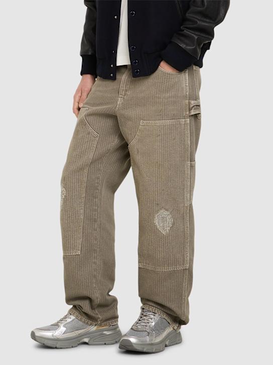 Golden Goose: Lightstar laminated leather sneakers - Silver/Gold - men_1 | Luisa Via Roma