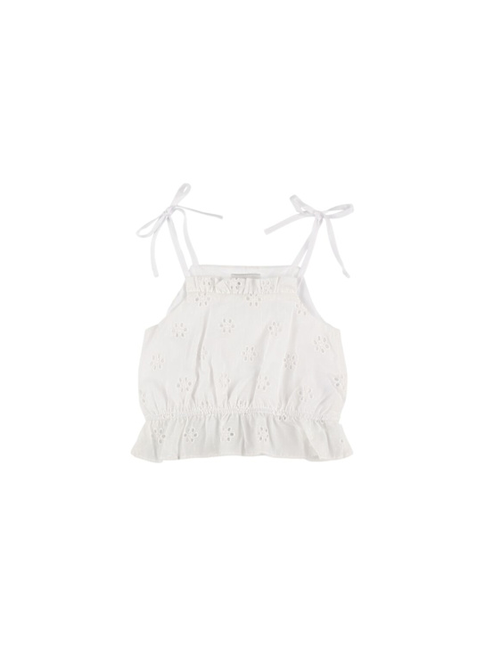 Mipounet: Top in popeline di cotone sangallo - kids-girls_0 | Luisa Via Roma