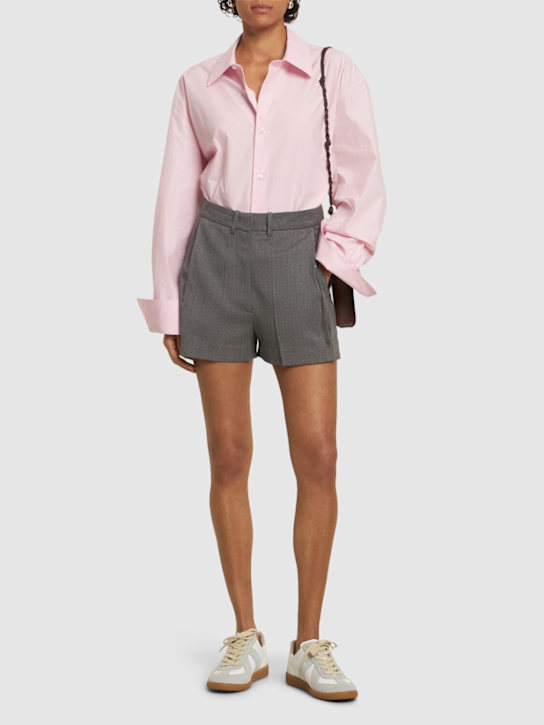 LOW CLASSIC: Low rise wool blend Bermuda shorts - Grey - women_1 | Luisa Via Roma