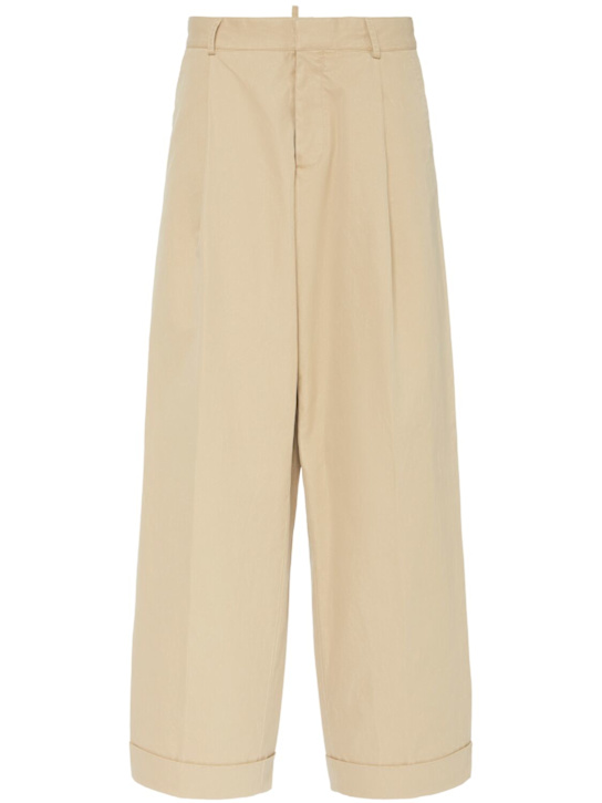 Dsquared2: Jen Giant cotton twill pants - Beige - women_0 | Luisa Via Roma
