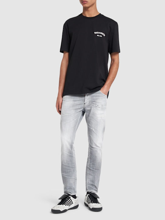Dsquared2: Regular fit cotton t-shirt - Black - men_1 | Luisa Via Roma