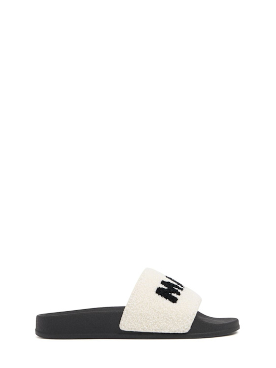 Marni Junior: Logo print terrycloth slide sandals - White - kids-boys_0 | Luisa Via Roma