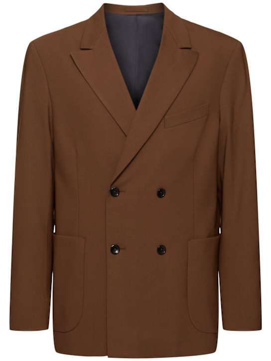 Seven Gauge: Double breast tropical wool blend blazer - men_0 | Luisa Via Roma