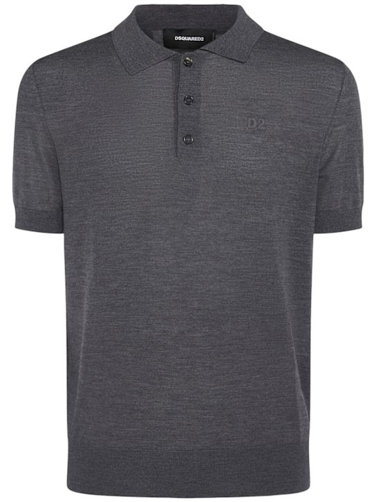 Dsquared2: D2 wool polo - グレー - men_0 | Luisa Via Roma