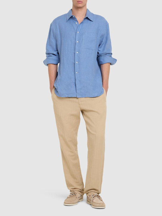 Frescobol Carioca: Pantaloni a spina di pesce slim fit Oscar - Stone Beige - men_1 | Luisa Via Roma