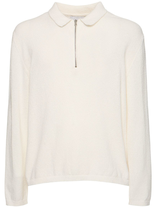 Seven Gauge: Polo a maniche lunghe bouclé - Bianco - men_0 | Luisa Via Roma
