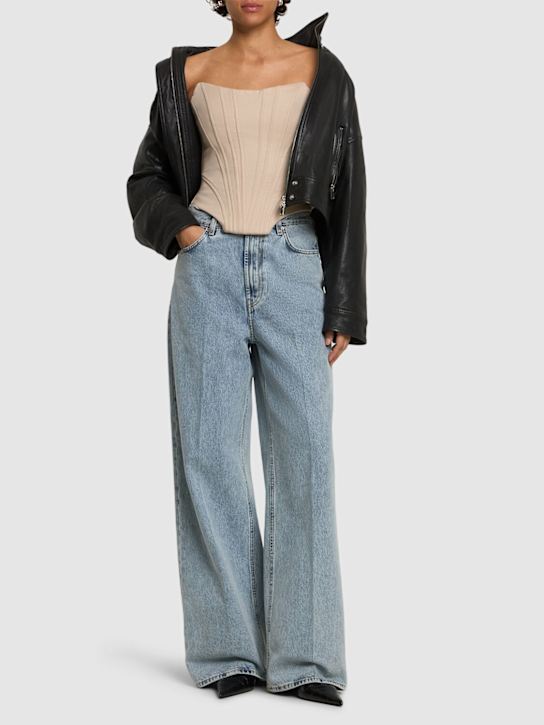 Giuseppe Di Morabito: Wool strapless bustier top - Beige - women_1 | Luisa Via Roma