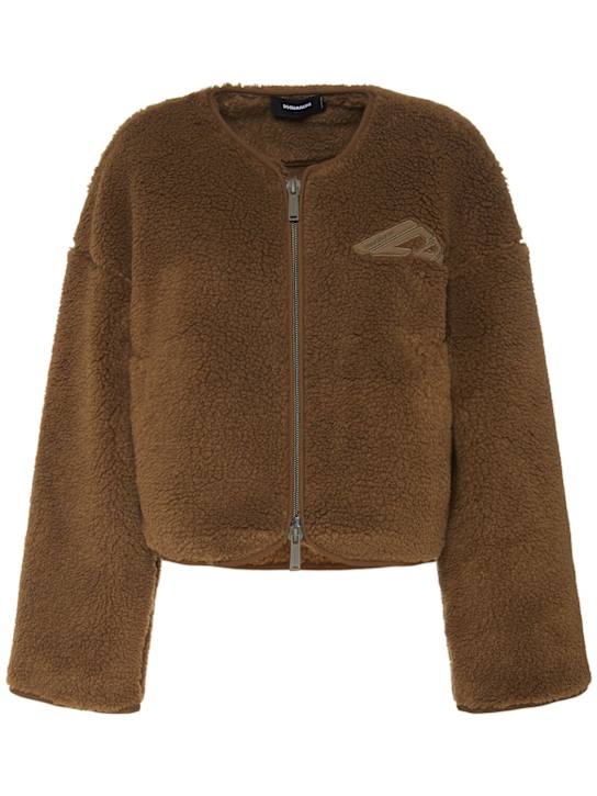 Dsquared2: Teddy zip jacket - Brown - women_0 | Luisa Via Roma