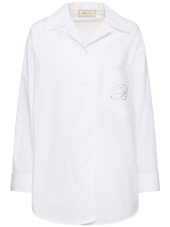 Blumarine: Cotton poplin shirt - White - women_0 | Luisa Via Roma