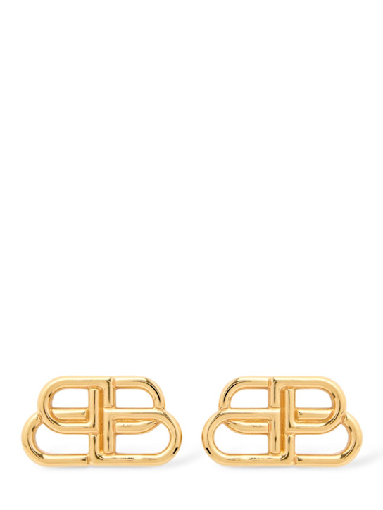 Balenciaga: BB  brass stud earrings - Gold - men_0 | Luisa Via Roma