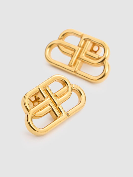 Balenciaga: BB  brass stud earrings - Gold - men_1 | Luisa Via Roma