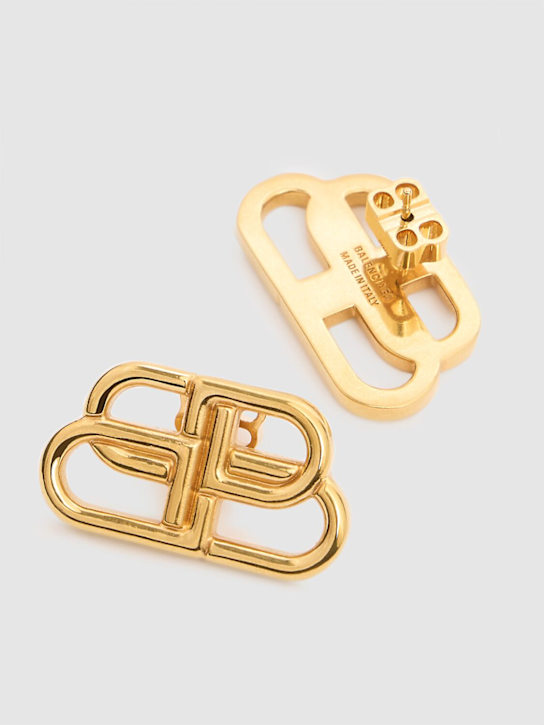 Balenciaga: BB  brass stud earrings - Gold - men_3 | Luisa Via Roma