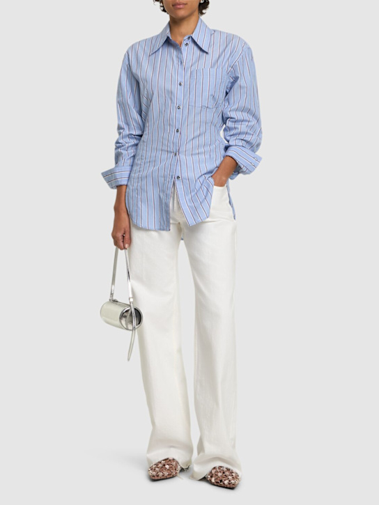 Rabanne: Striped cotton poplin shirt - Blue/Multi - women_1 | Luisa Via Roma