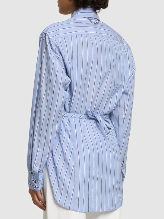 Rabanne: Striped cotton poplin shirt - Blue/Multi - women_2 | Luisa Via Roma